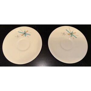 MCM  Salem North‎ Star Atomic Starburst Aqua 6 1/4" Saucers SEE DESCRIPTION **